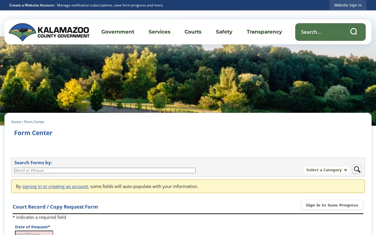Kalamazoo County court records District Court copy request form