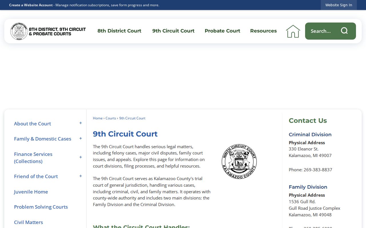 Kalamazoo County court docket Circuit Court division page