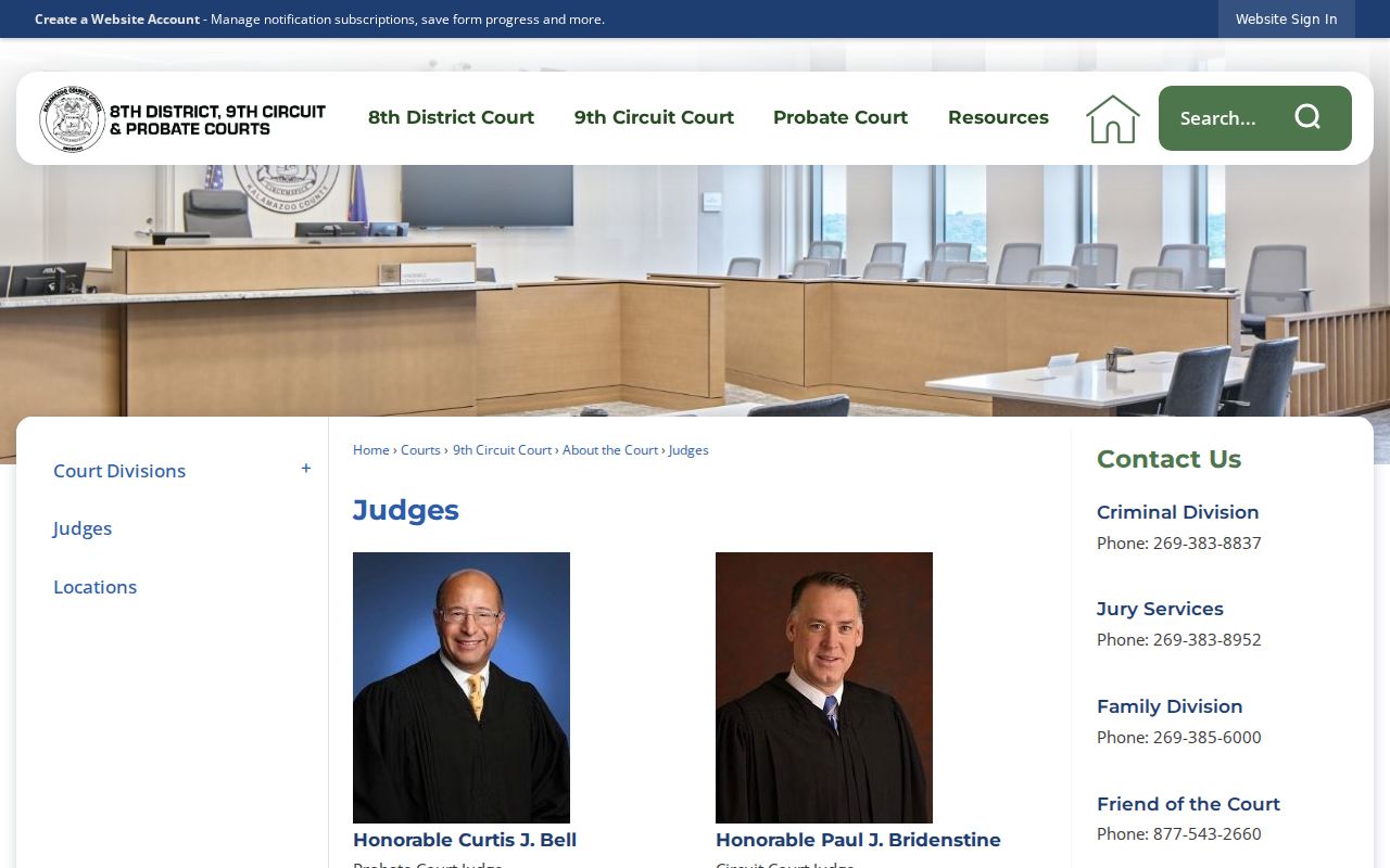 Kalamazoo County court docket judge and division assignments